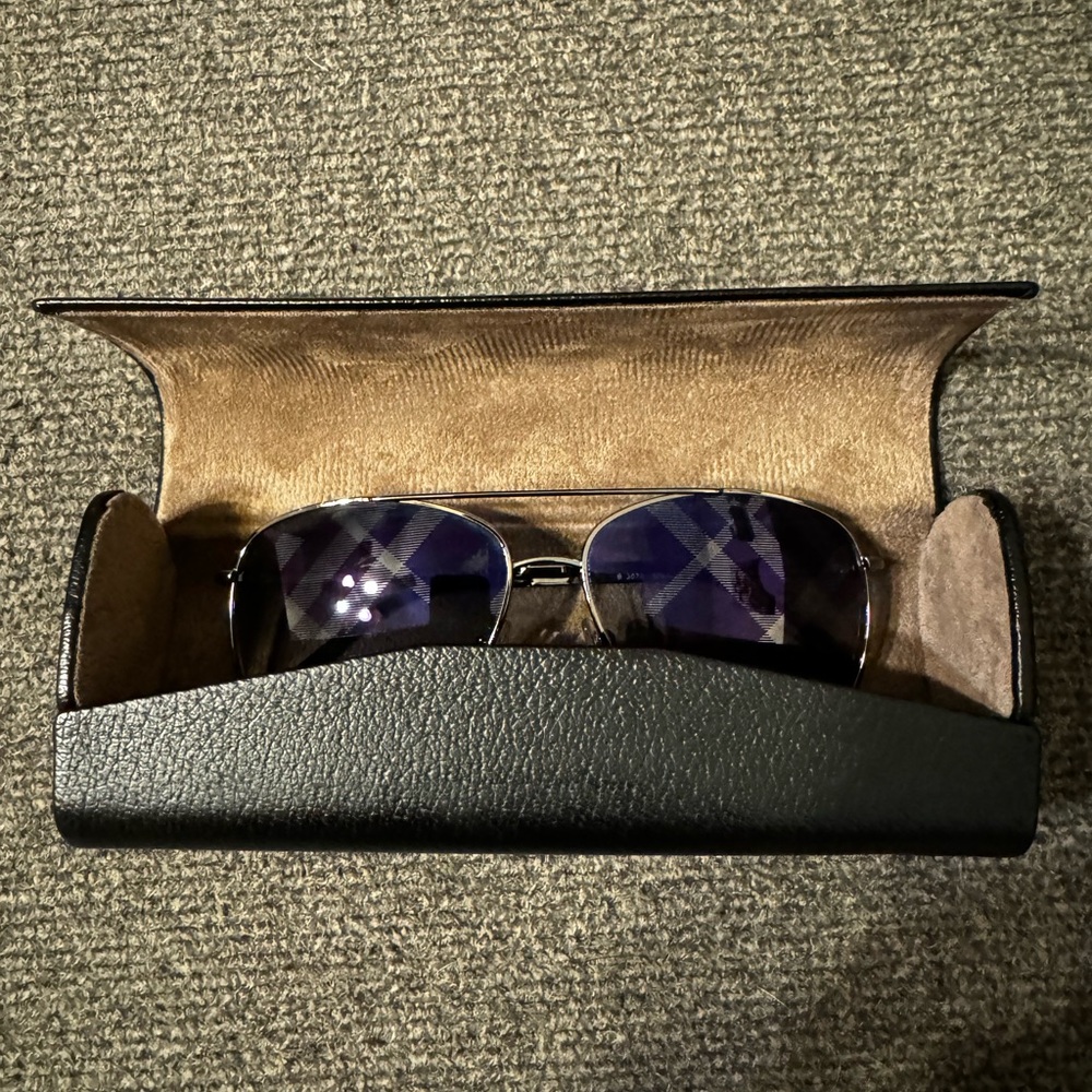 Burberry Polarized Check Aviator Sunglasses